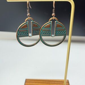 Boho Copper Style Dangle Geometric Earrings